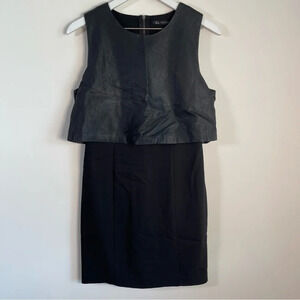 Zara black faux leather top cocktail dress size large